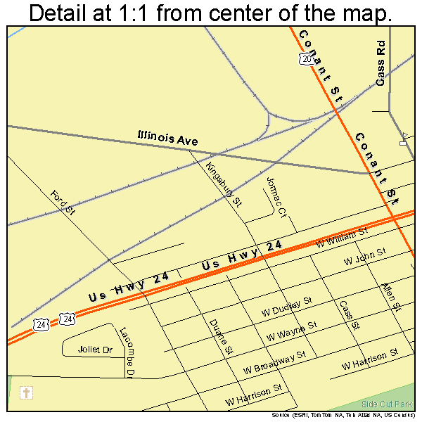 Maumee, Ohio road map detail