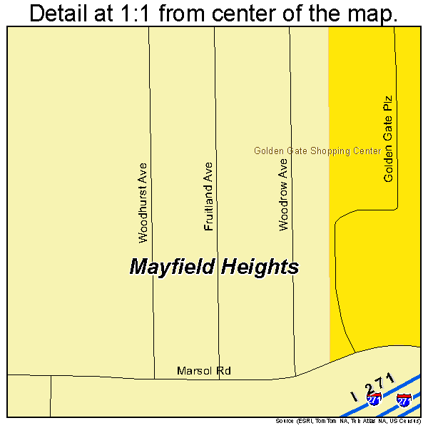 Mayfield Heights, Ohio road map detail