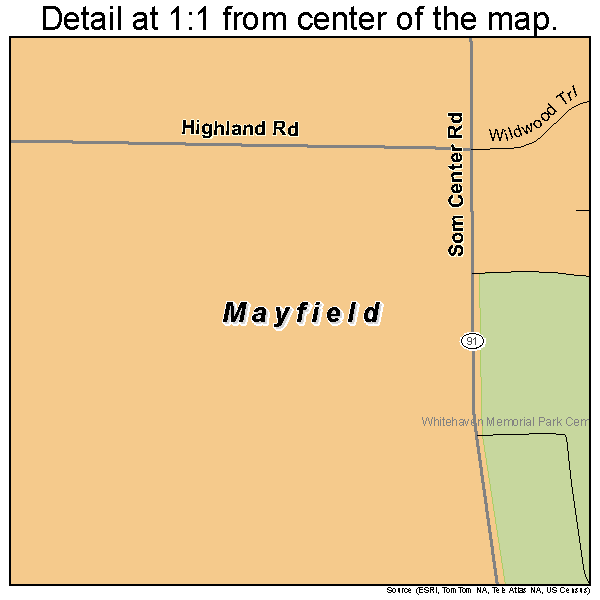 Mayfield, Ohio road map detail