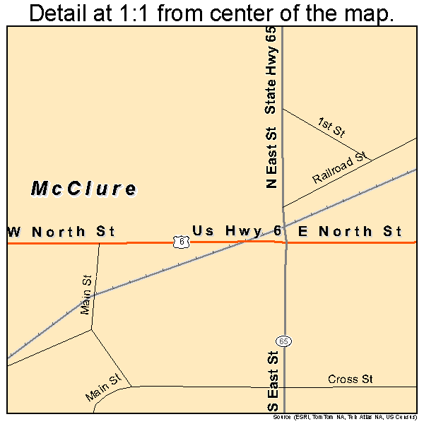McClure, Ohio road map detail
