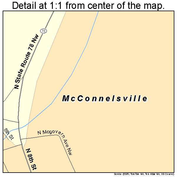 McConnelsville, Ohio road map detail