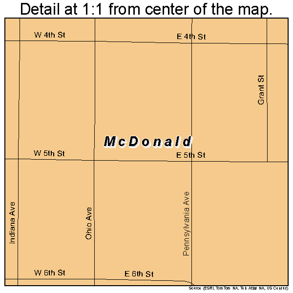 McDonald, Ohio road map detail