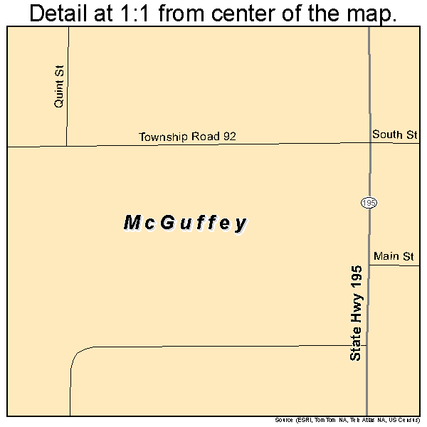 McGuffey, Ohio road map detail