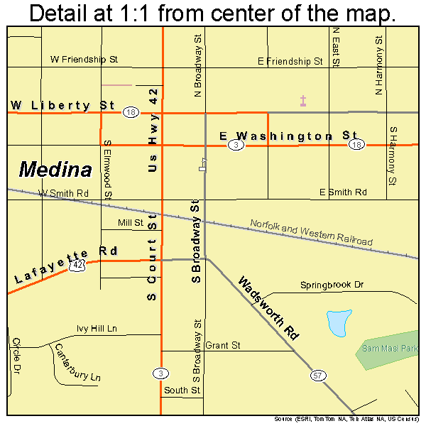 Medina, Ohio road map detail
