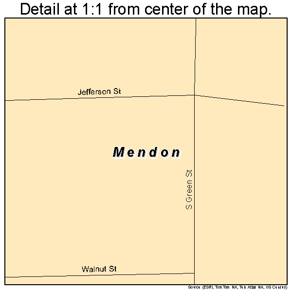 Mendon, Ohio road map detail