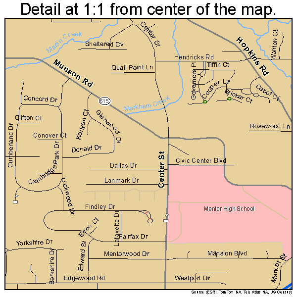 Mentor, Ohio road map detail