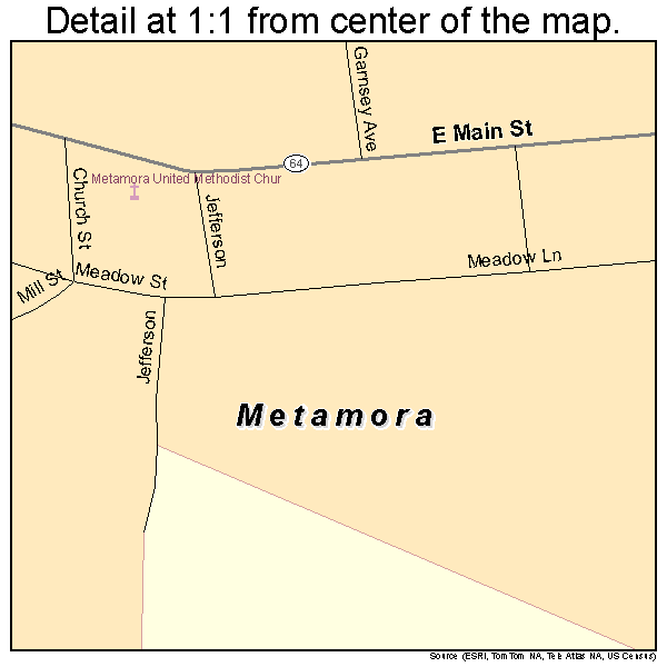 Metamora, Ohio road map detail