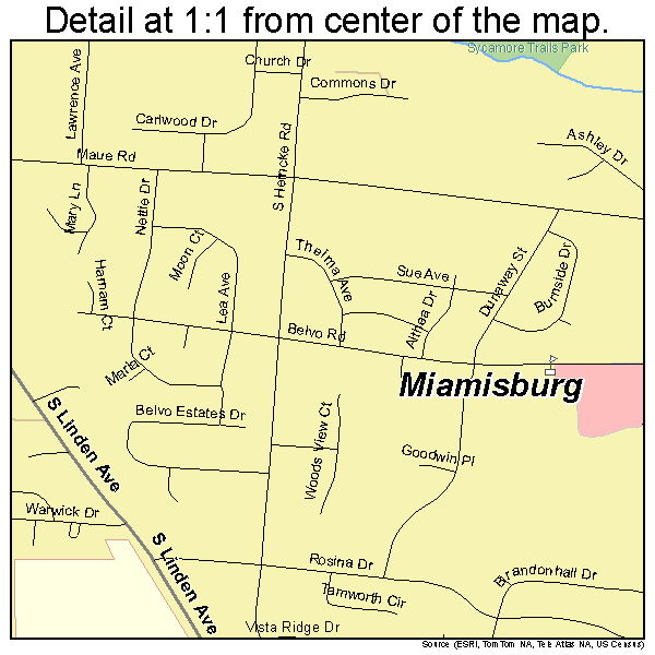 Miamisburg, Ohio road map detail