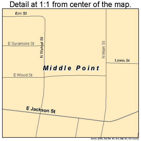 Middle Point, Ohio road map detail