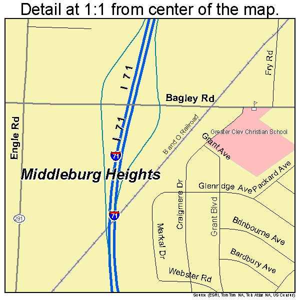 Middleburg Heights, Ohio road map detail