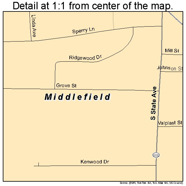 Middlefield, Ohio road map detail