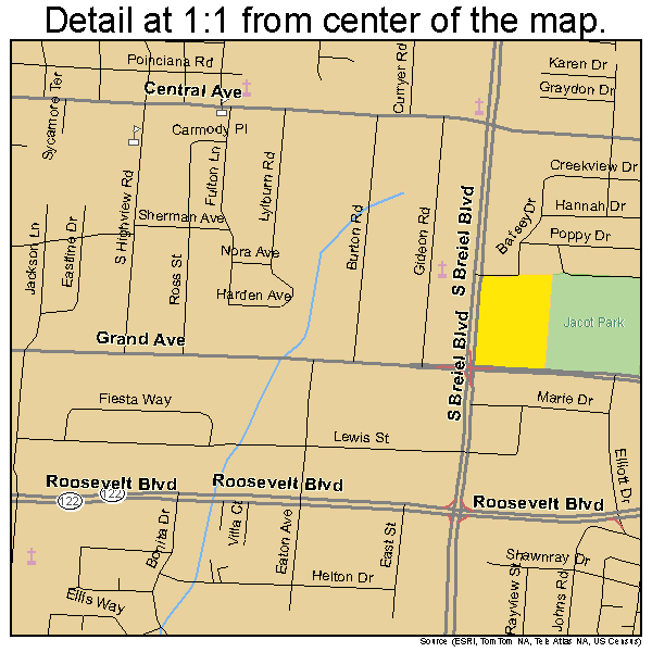 Middletown, Ohio road map detail