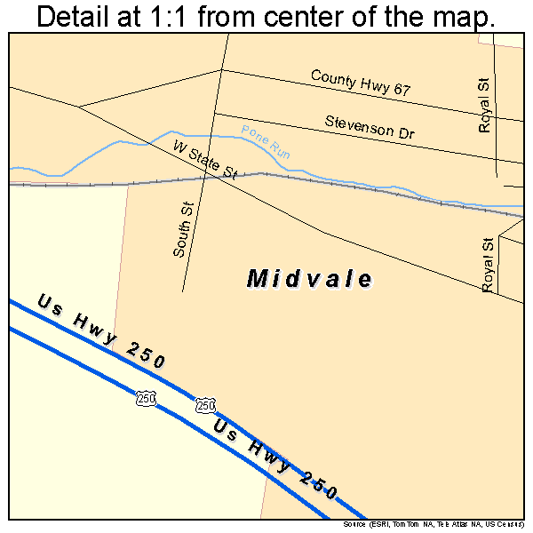 Midvale, Ohio road map detail