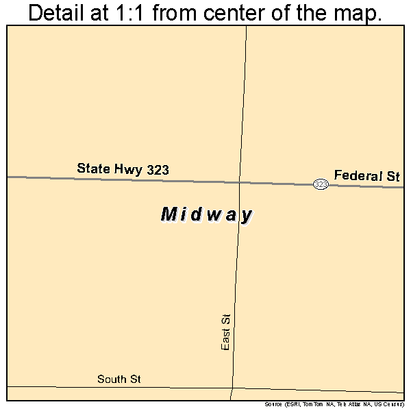 Midway, Ohio road map detail