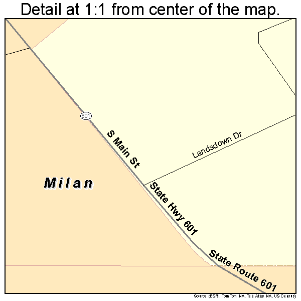 Milan, Ohio road map detail