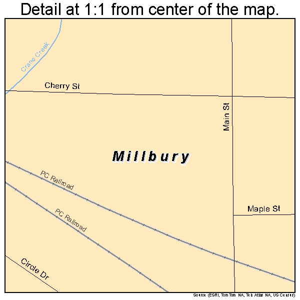 Millbury, Ohio road map detail