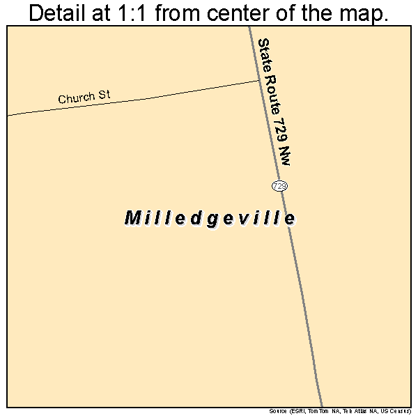 Milledgeville, Ohio road map detail