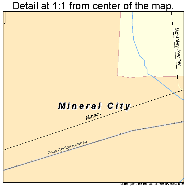 Mineral City, Ohio road map detail