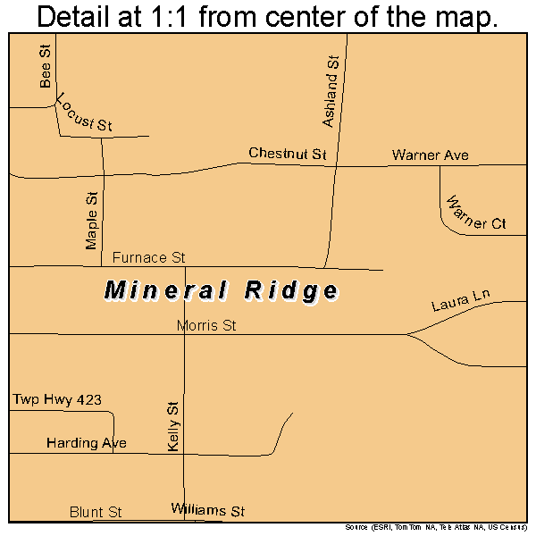 Mineral Ridge, Ohio road map detail