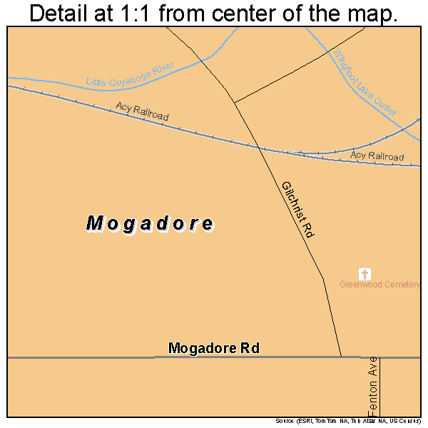 Mogadore, Ohio road map detail