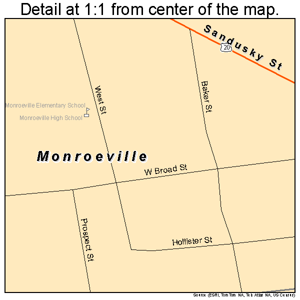 Monroeville, Ohio road map detail
