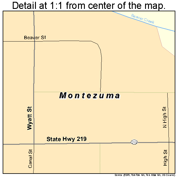 Montezuma, Ohio road map detail