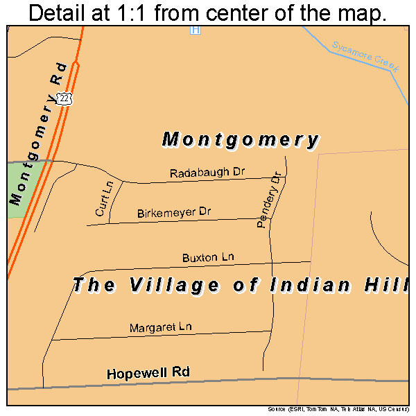 Montgomery, Ohio road map detail