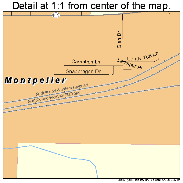 Montpelier, Ohio road map detail