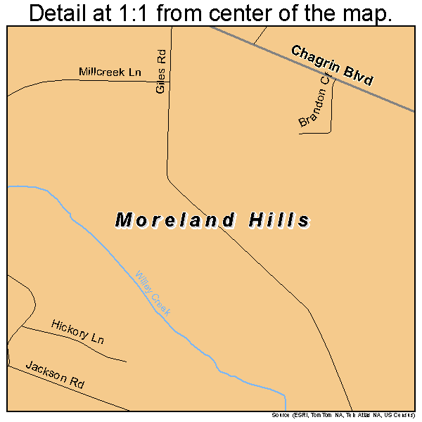 Moreland Hills, Ohio road map detail