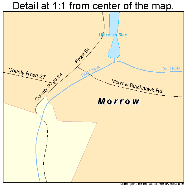 Morrow, Ohio road map detail