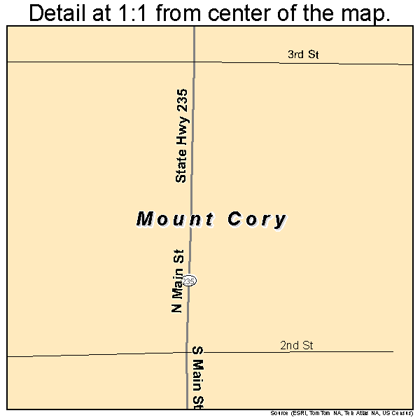 Mount Cory, Ohio road map detail