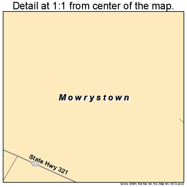 Mowrystown, Ohio road map detail