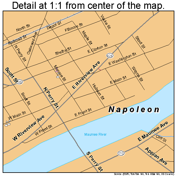 Napoleon, Ohio road map detail