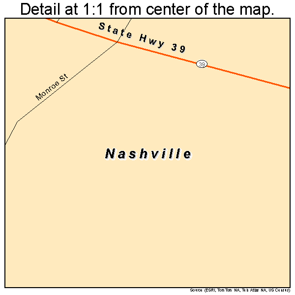 Nashville, Ohio road map detail