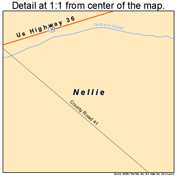 Nellie, Ohio road map detail