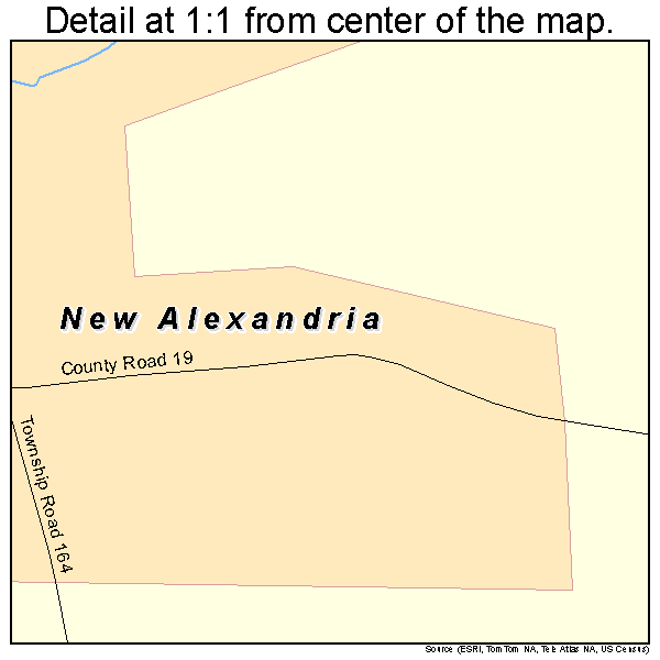 New Alexandria, Ohio road map detail