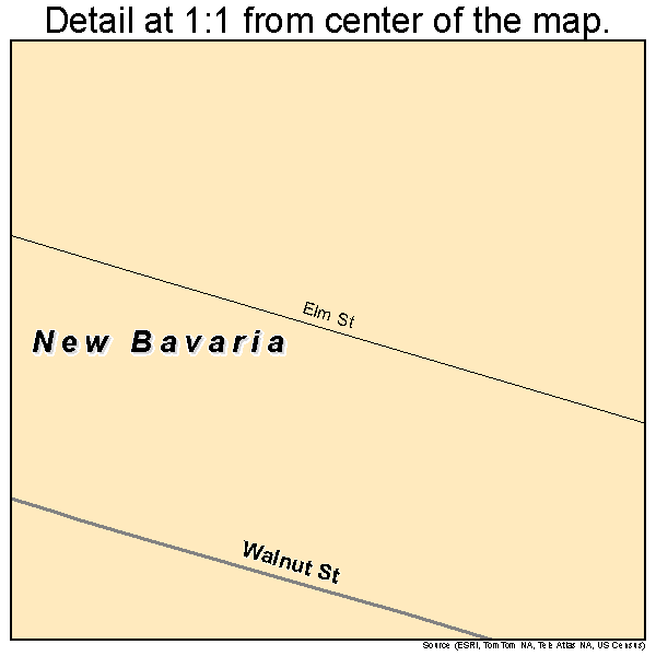 New Bavaria, Ohio road map detail