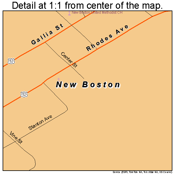 New Boston, Ohio road map detail