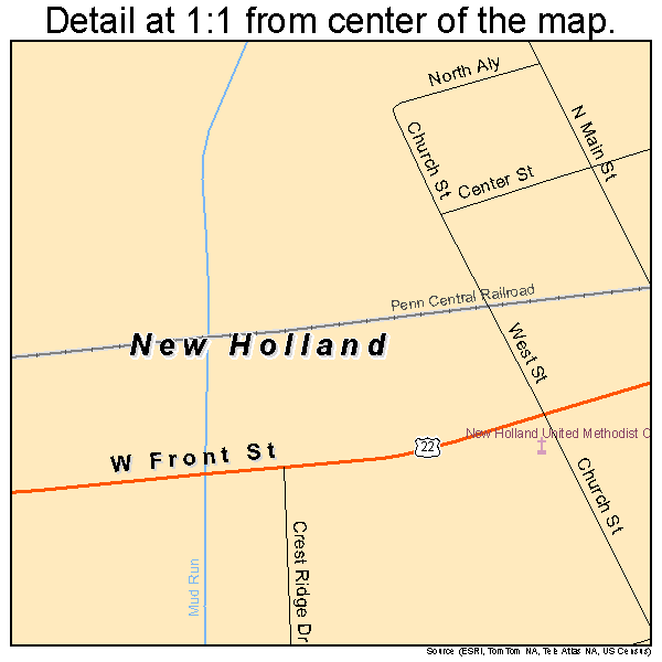 New Holland, Ohio road map detail