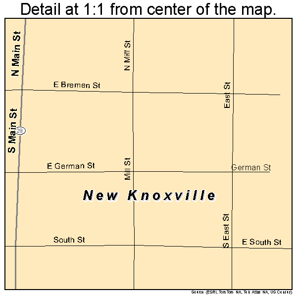 New Knoxville, Ohio road map detail