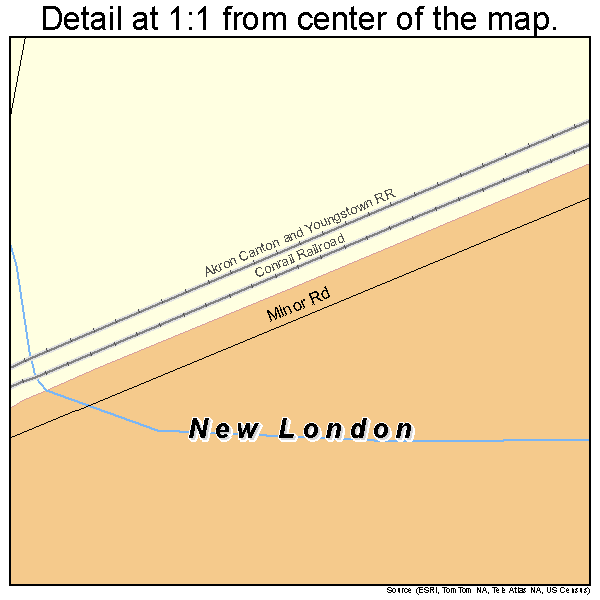 New London, Ohio road map detail