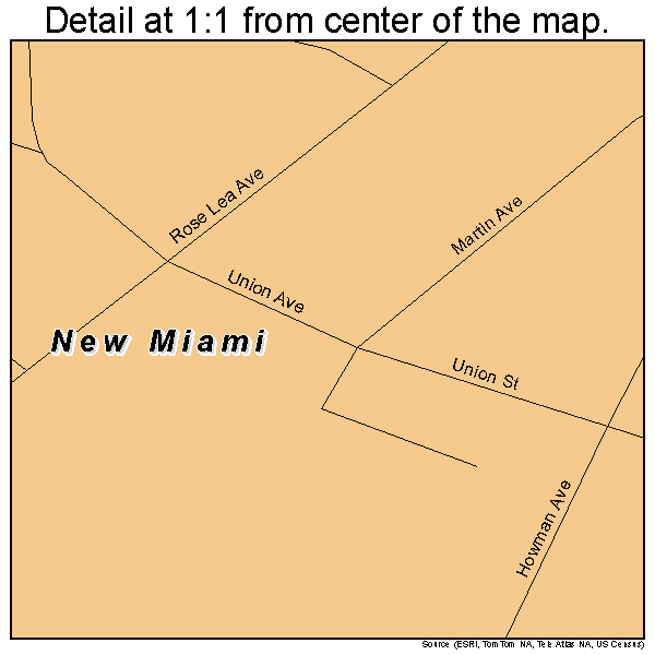New Miami, Ohio road map detail