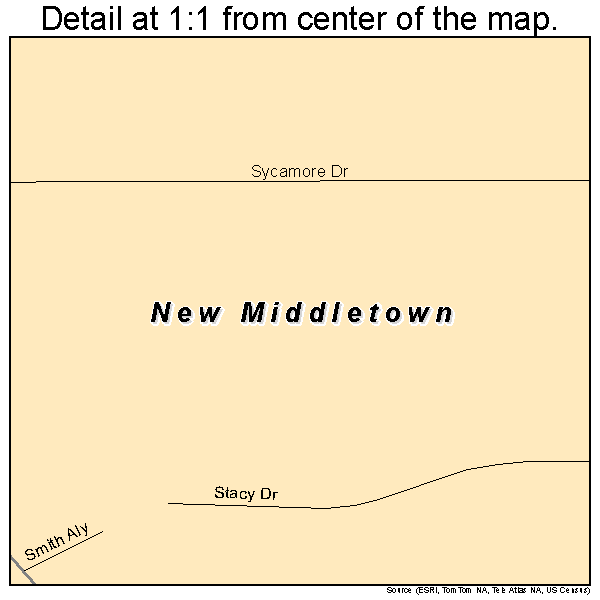 New Middletown, Ohio road map detail