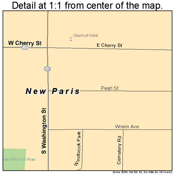 New Paris, Ohio road map detail
