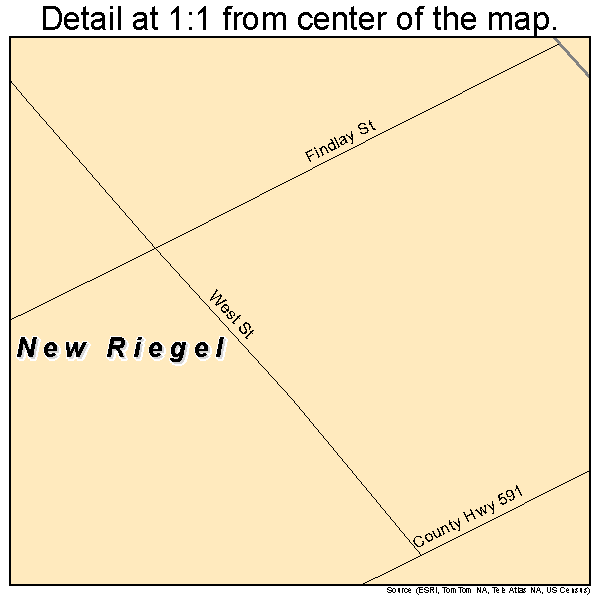 New Riegel, Ohio road map detail