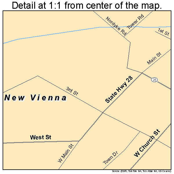 New Vienna, Ohio road map detail