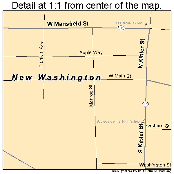 New Washington, Ohio road map detail