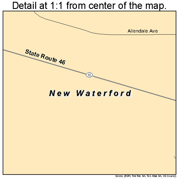 New Waterford, Ohio road map detail