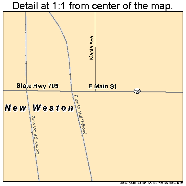 New Weston, Ohio road map detail