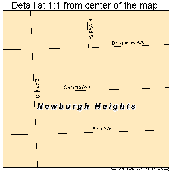 Newburgh Heights, Ohio road map detail